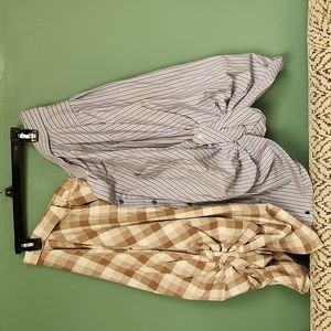 Custom ladies skirt-hand sewn from men's dress shirts. Fits sz 10/12